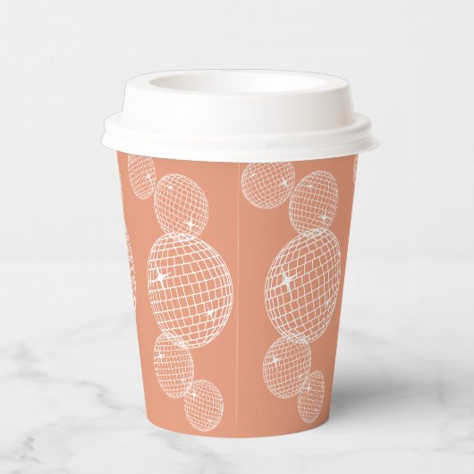 Orange 70er Retro Disco Balls Brautparty Pappbecher (Rechts)