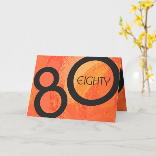 Orange 80 Decade Geburtstag Karte (Gelbe Blume)