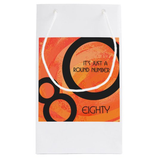 Orange 80 Decade Geburtstag Kleine Geschenktüte (Rückseite)