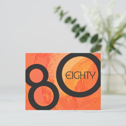 Orange 80 Decade Geburtstag Postkarte (Stehend Vorderseite)