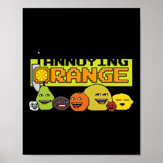Orange 8-Bit Video Game Style Poster (Vorne)