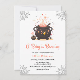 Orange A Baby is Brewing Halloween Babyparty Einladung