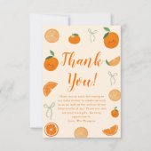 Orange A Little Süsse Citrus Baby Dusche Dankeskarte (Vorderseite)
