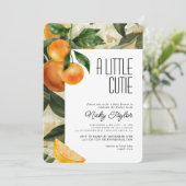 Orange A Little Süsse Citrus Baby Dusche Einladung (Stehend Vorderseite)