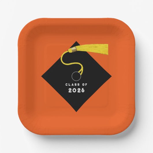 Orange Abschluss 2025 Party Pappteller (Vorderseite)