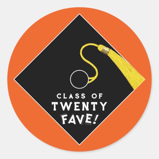 Orange Abschluss Class 2025 Runder Aufkleber (Vorderseite)