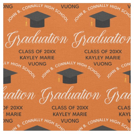 Orange Abschluss Custom Class of 2025 Graduate Stoff (Nahaufnahme)