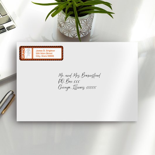 Orange Abschluss Football Rücksendeadressen-Aufkle