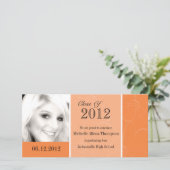 Orange Abschluss Foto Card Ankündigung (Stehend Vorderseite)