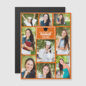 Orange Abschluss Foto Collage Magnet Card (Vorne/Hinten)
