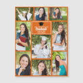Orange Abschluss Foto Collage Magnet Card (Vorderseite)