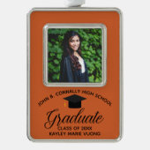 Orange Abschluss Gedenkstätte Graduate Foto Rahmen-Ornament Silber (Vorderseite)