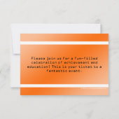 Orange Abschluss oder Party Eintrittskarte Einladung (Rückseite)