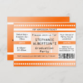 Orange Abschluss oder Party Eintrittskarte Einladung (Vorne/Hinten)