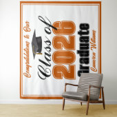 Orange Abschlussfeier 2026 Absolventen-Fotobooth Wandteppich (Beispiel)