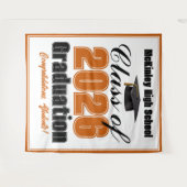 Orange Abschlussfeier 2026 Fotobox Wandteppich (Vorderseite (Horizontal))