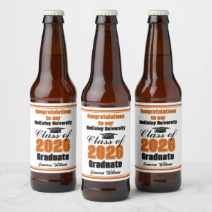 Orange Abschlussfeier der Klasse 2026 Benutzerdefi Bierflaschenetikett