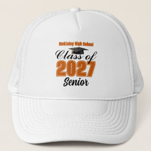 Orange Abschlussklasse 2027 Senior Custom High Sch Truckerkappe