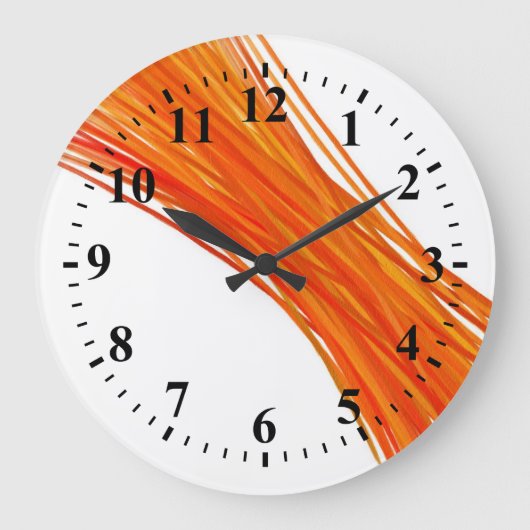 Orange Abstract Art Painting Große Wanduhr (Vorderseite)