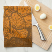 Orange Abstrakt Dahlia Blume Geschirrtuch (Viertel Falte)