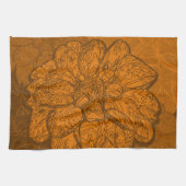 Orange Abstrakt Dahlia Blume Geschirrtuch (Horizontal)