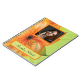 Orange Abstrakt Fantasy Blume Monogram Notizblock (Linke Seite)