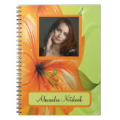 Orange Abstrakt Fantasy Blume Monogram Notizblock (Vorderseite)