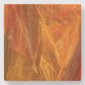 Orange Abstrakt Fraktal Square Untersetzer (Vorderseite)