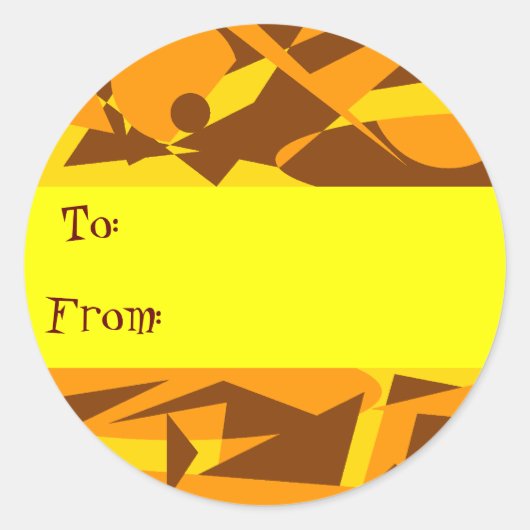 ORANGE ABSTRAKT GIFT TAG STICKER (Vorderseite)