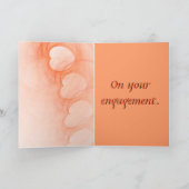 Orange Abstrakt Heart Verlobung Karte (Innenseite)
