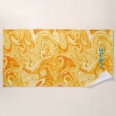 Orange Abstrakt NAME Modernes Surfer Wasser Strandtuch (Vorderseite)