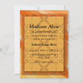 Orange Abstrakt "Off To Uni" laden ein Einladung (Vorderseite)