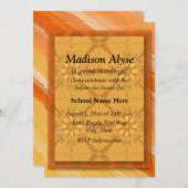 Orange Abstrakt "Off To Uni" laden ein Einladung (Vorne/Hinten)