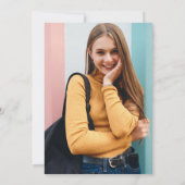 Orange Abstrakt Schachbrett Foto Graduation Party Einladung (Rückseite)