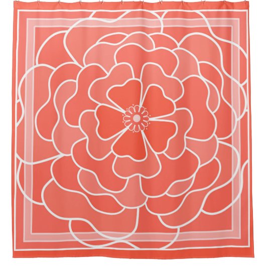 Orange abstrakte Blume Duschvorhang (Vorderseite)