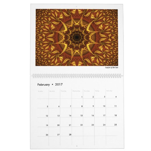 Orange Abstrakte Fraktal 2026 Kalender (Feb 2017)