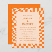 Orange Abstrakte Karo Einladung zur Hochzeit (Vorne/Hinten)