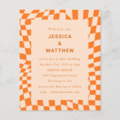 Orange Abstrakte Karo Einladung zur Hochzeit (Vorderseite)