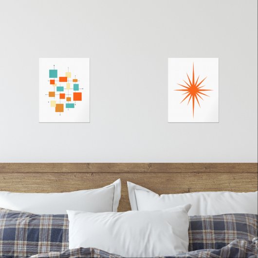 Orange Abstrakte Plätze und Sternexplosion Mitte J Bilderwand Sets (Schlafzimmer)