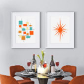 Orange Abstrakte Plätze und Sternexplosion Mitte J Bilderwand Sets