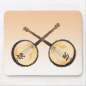 Orange abstraktes Banjo-Musik-Instrument Mousepad (Vorne)
