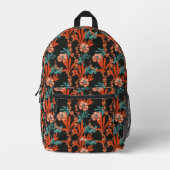 Orange Abstraktes Blumenmuster Bedruckter Rucksack (Vorderseite)