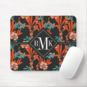 Orange abstraktes Blumenmuster des Monogramm-| Mousepad (Mit Mouse)