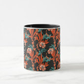 Orange abstraktes Blumenmuster des Monogramm-| Tasse (Zentrum)