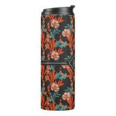 Orange abstraktes Blumenmuster des Monogramm-| Thermosbecher (Nach links gedreht)