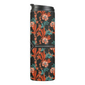 Orange abstraktes Blumenmuster des Monogramm-| Thermosbecher (Nach rechts gedreht)