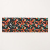 Orange abstraktes Blumenmuster des Monogramm-| Yogamatte (Vorderseite (Horizontal))
