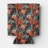 Orange Abstraktes Blumenmuster Dosenkühler (Vorderseite)