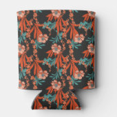 Orange Abstraktes Blumenmuster Dosenkühler (Rückseite)