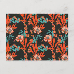Orange Abstraktes Blumenmuster Feiertagspostkarte